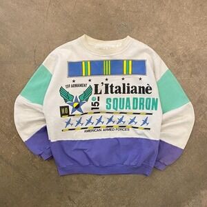 Vintage 90s US Military Armed Forces L'Italiane Squadron Air Force Sweatshirt L